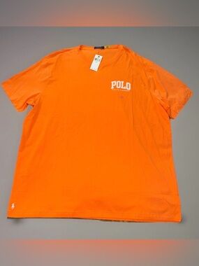 NEW Polo Ralph Lauren T-Shirt Mens 3XLT Orange Graphic Logo Big Man